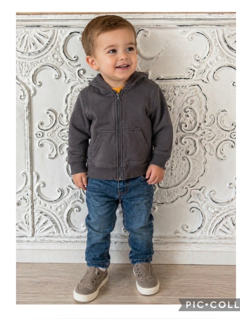 Pact Organic Cotton Zip Hoodie 2T Charcoal Gray Unisex Kids
